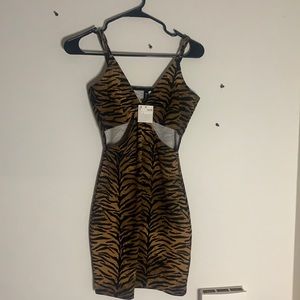 Animal print, sleeveless, cut out dress